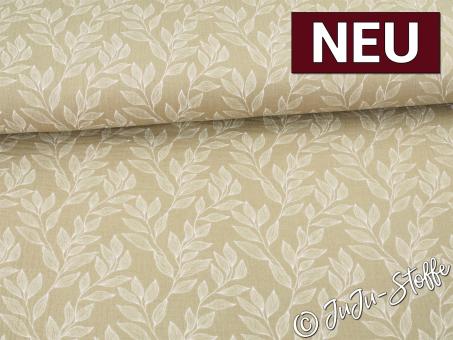 Musselin Blätterranken beige Oeko-Tex® 