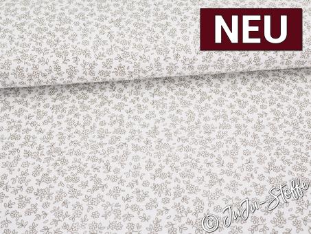 Musselin Blümchen taupe Oeko-Tex® 
