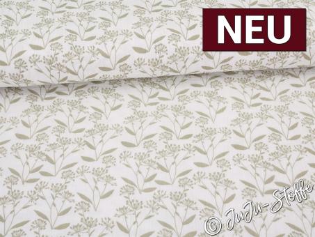 Musselin Wiesenblumen taupe Oeko-Tex® 