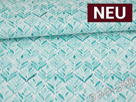 Jersey Blätter türkis Oeko-Tex® 