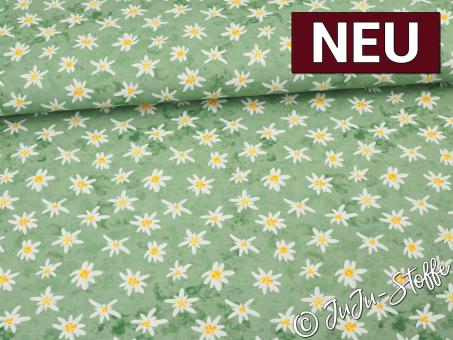 Jersey Alpenliebe by Mrs. Mint Design Edelweiß grün Oeko-Tex® 