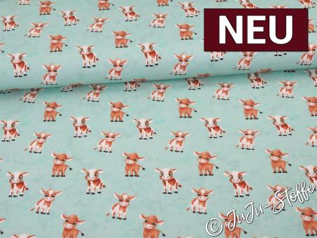 Jersey Alpenliebe by Mrs. Mint Design Kühe mint Oeko-Tex® 