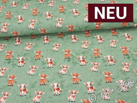 Jersey Alpenliebe by Mrs. Mint Design Kühe grün Oeko-Tex® 
