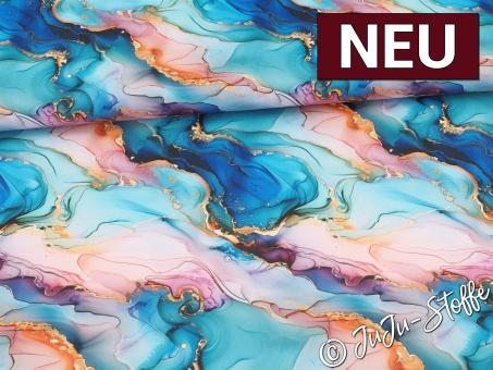 Oxfordgewebe Outdoor Flowing Bloom by Sarah Mariam Marmor blau Oeko-Tex® 
