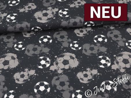 Baumwolle Fußball schwarz/grau Oeko-Tex® 
