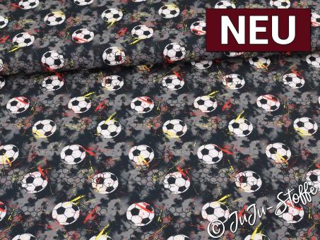 Baumwolle Fußball schwarz/rot/gelb Oeko-Tex® 