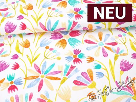 Jersey Blumen weiß Flowerpop by Hip Som Hap 