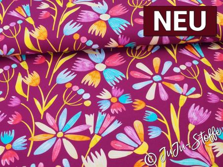 Jersey Blumen magenta Flowerpop by Hip Som Hap 