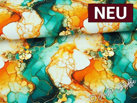 French Terry Flowing Bloom by Sarah Mariam Marmor grün Oeko-Tex® 