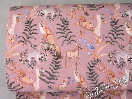 Bio Jersey Waldtiere GOTS nude 