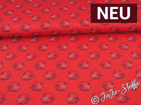 Baumwollsatin Hirsch rot Oeko-Tex® 