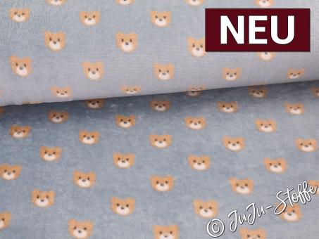Kuschelfleece Bär grau Oeko-Tex® 