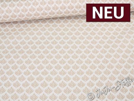 Baumwolle beschichtet Blätter weiß/taupe 