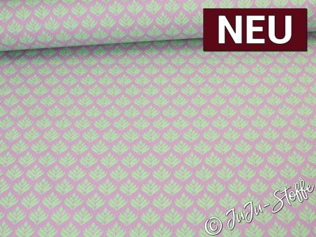 Baumwolle beschichtet Blätter lila/mint 