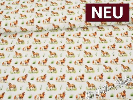 Baumwolle Popeline Pferde Oeko-Tex® 