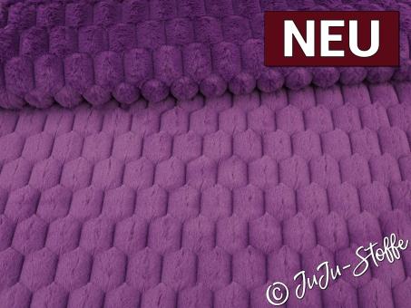 Kuschelfleece Flechtmuster uni beere 