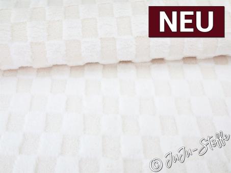 Kuschelfleece Schachbrett uni ecru 