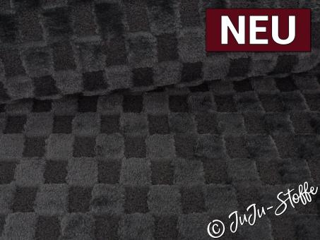 Kuschelfleece Schachbrett uni schwarz 