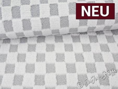 Kuschelfleece Schachbrett uni grau 