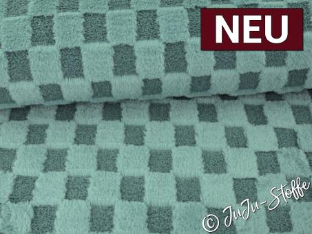 Kuschelfleece Schachbrett uni dusty mint 