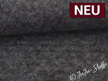 Cord Stepper mit Teddyfleece uni schwarz 