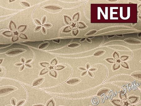 Mantelflausch bestickt beige meliert 