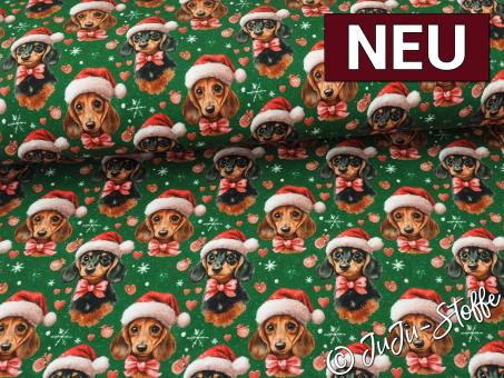 French Terry brushed Christmas Dogs Oeko-Tex® 