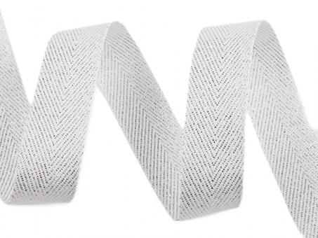 Textilband mit Lurex weiß silber 