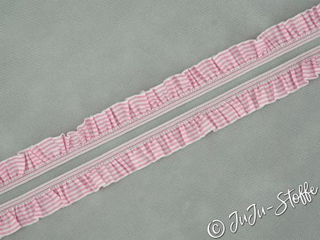 Rüschengummi rosa gestreift 25mm 