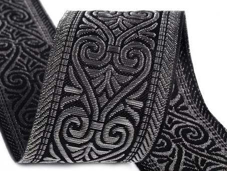 Brokat Borte mit Lurex schwarz/silber 