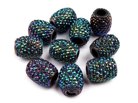 Großlochperle türkis-grün 13x14mm 