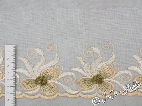 Bestickte Spitze weiß/beige 13cm 