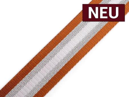 Gurtband mit Lurex cognac Breite 38 mm Streifen 