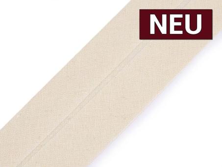 Schrägband aus Baumwolle vorgefalzt Breite 4cm in natur 