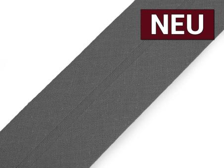 Schrägband aus Baumwolle vorgefalzt Breite 4cm in dunkelgrau 