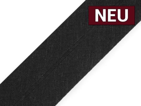 Schrägband aus Baumwolle vorgefalzt Breite 4cm in schwarz 