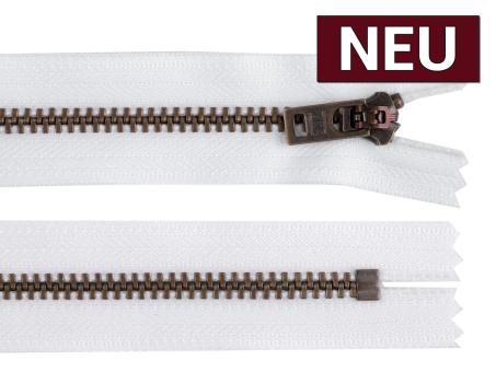 Altmessing Reißverschluss YKK 18cm weiß nicht teilbar 
