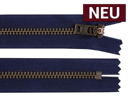 Altmessing Reißverschluss YKK 18cm blau nicht teilbar 