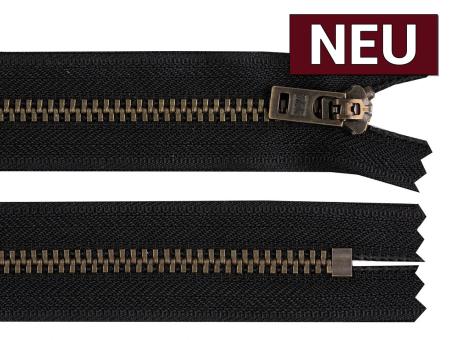 Altmessing Reißverschluss YKK 18cm schwarz nicht teilbar 
