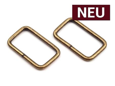 Vierkantring Metall altmessingfarben 25mm 2er-Set 