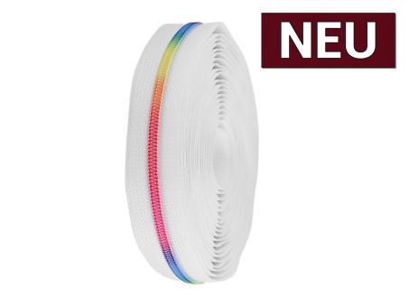 Endlos-Reißverschluss 6mm Regenbogen weiß 