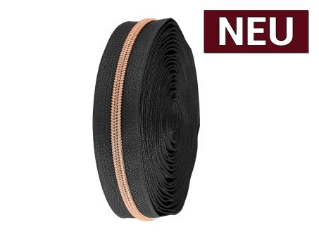 Endlos-Reißverschluss 5mm rosegold/schwarz 