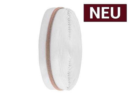 Endlos-Reißverschluss 5mm rosegold/weiß 