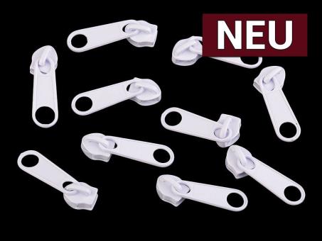 Zipper für Endlos Reißverschluss 6mm/5mm weiß 