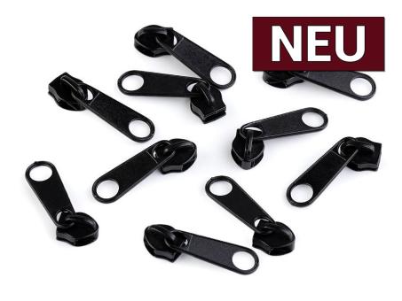 Zipper für Endlos Reißverschluss 6mm/5mm schwarz 