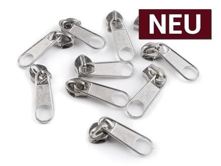 Zipper für Endlos Reißverschluss 6mm/5mm silber 