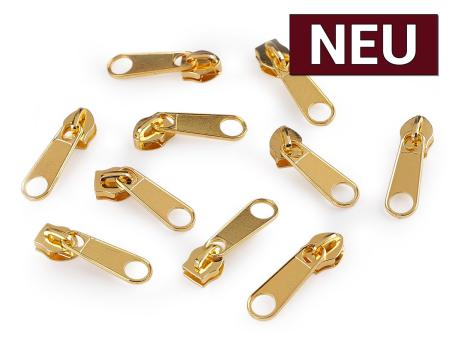 Zipper für Endlos Reißverschluss 6mm/5mm gold 