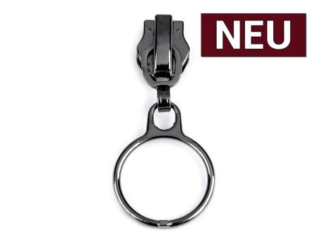 Zipper mit Ring für Endlos Reißverschluss 6mm/5mm onyx 