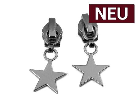 Zipper mit Stern für Endlos Reißverschluss 6mm/5mm onyx 