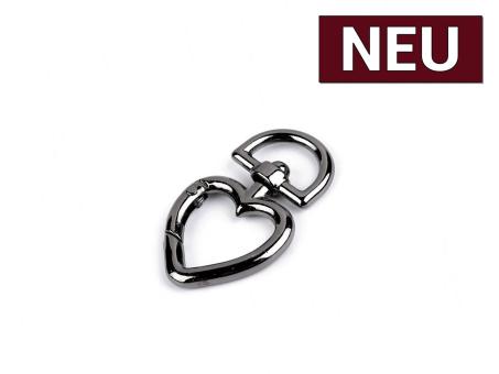 Karabiner drehbar Herz onyx 15mm 